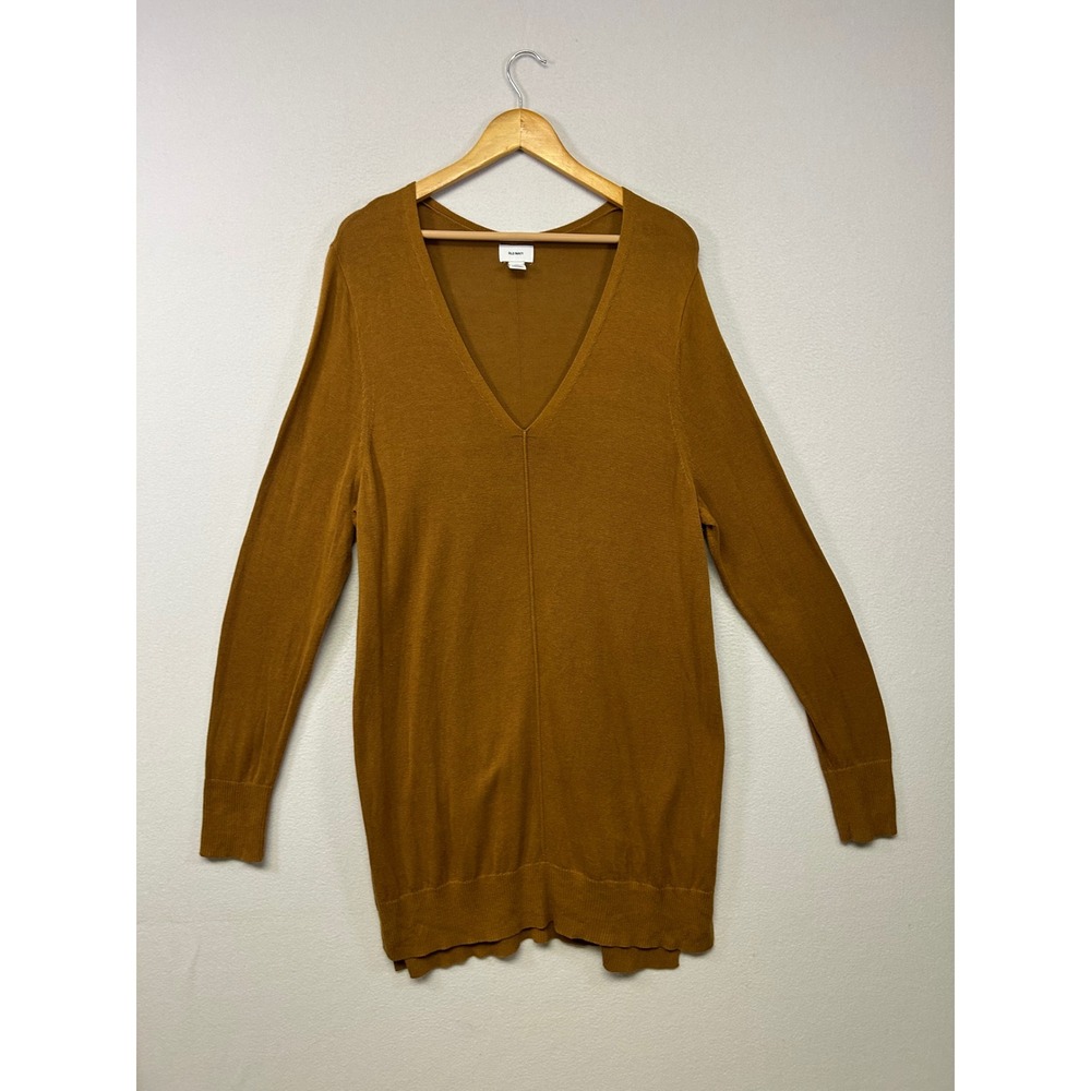 Dark Academia Earthy‎ Old Navy Womens XXL Tall Brown V-Neck Tunic Knit Sweater